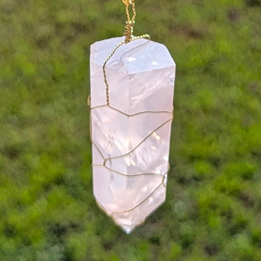 Rose Quartz Suncatcher - Gold