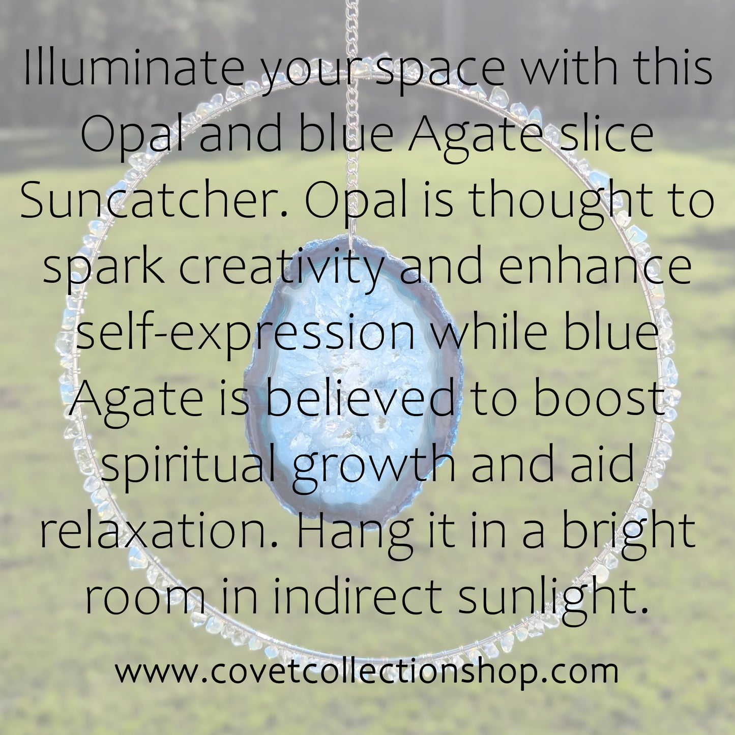Opal and Blue Agate Slice Suncatcher - Silver