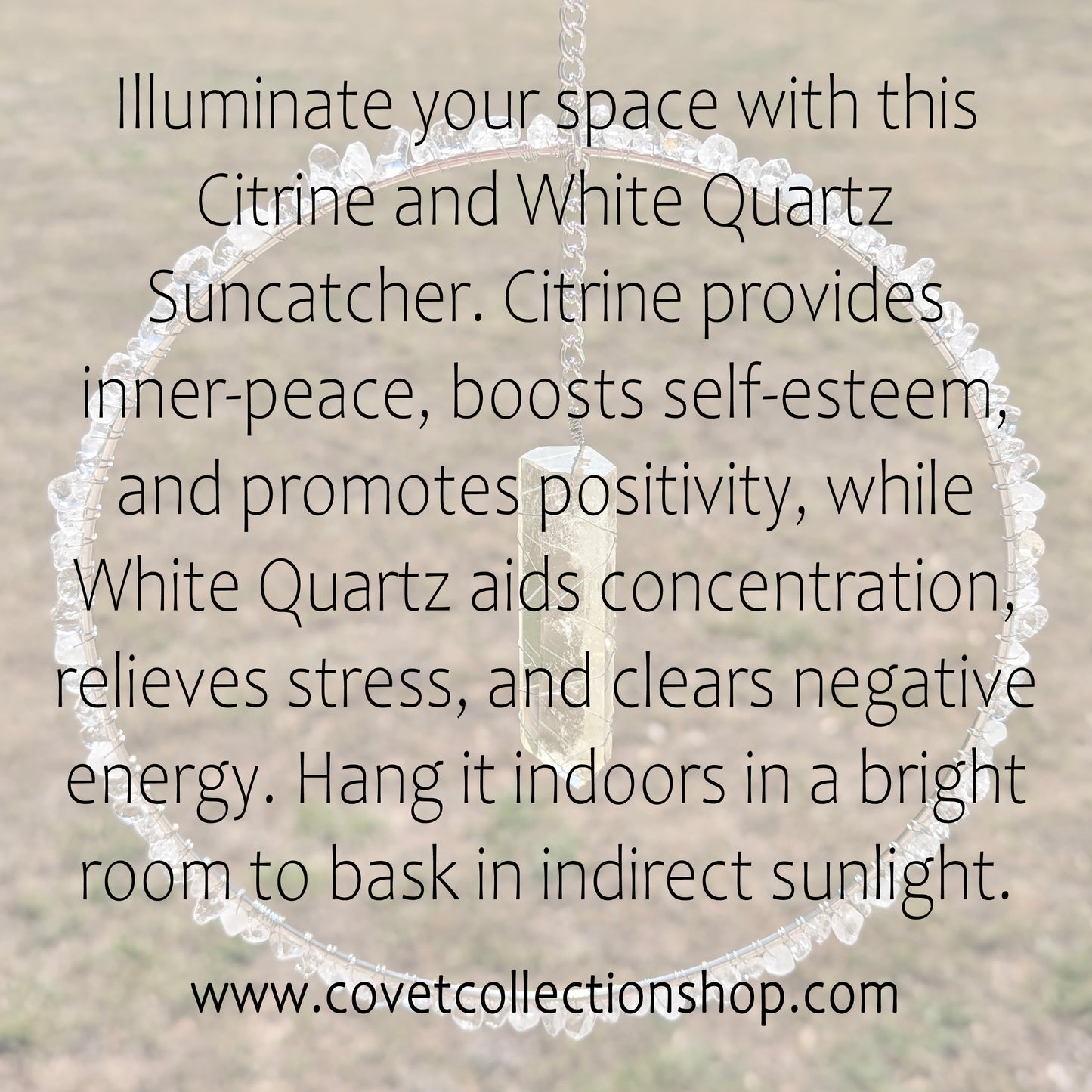 Citrine and White Quartz Suncatcher - Silver