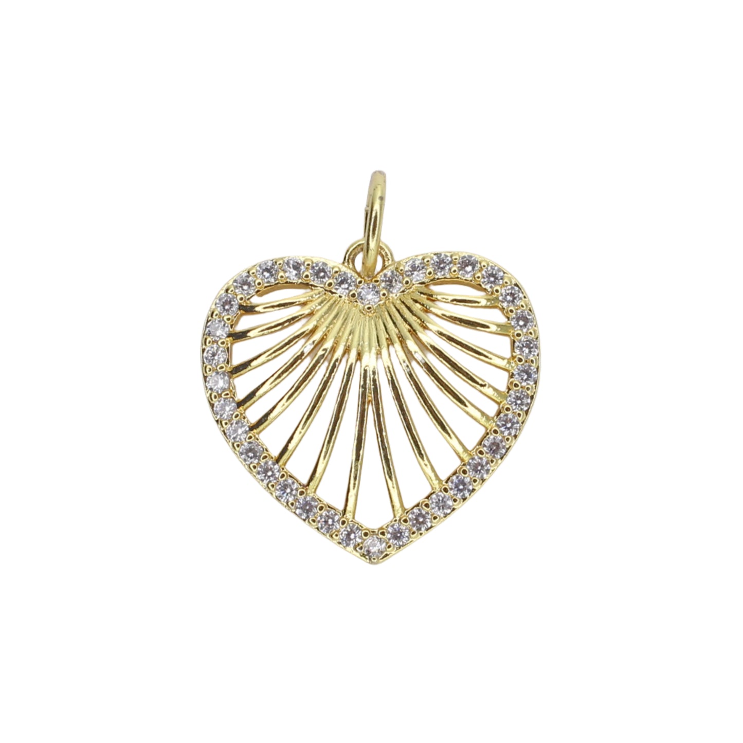 Starburst Heart Charm with CZ's