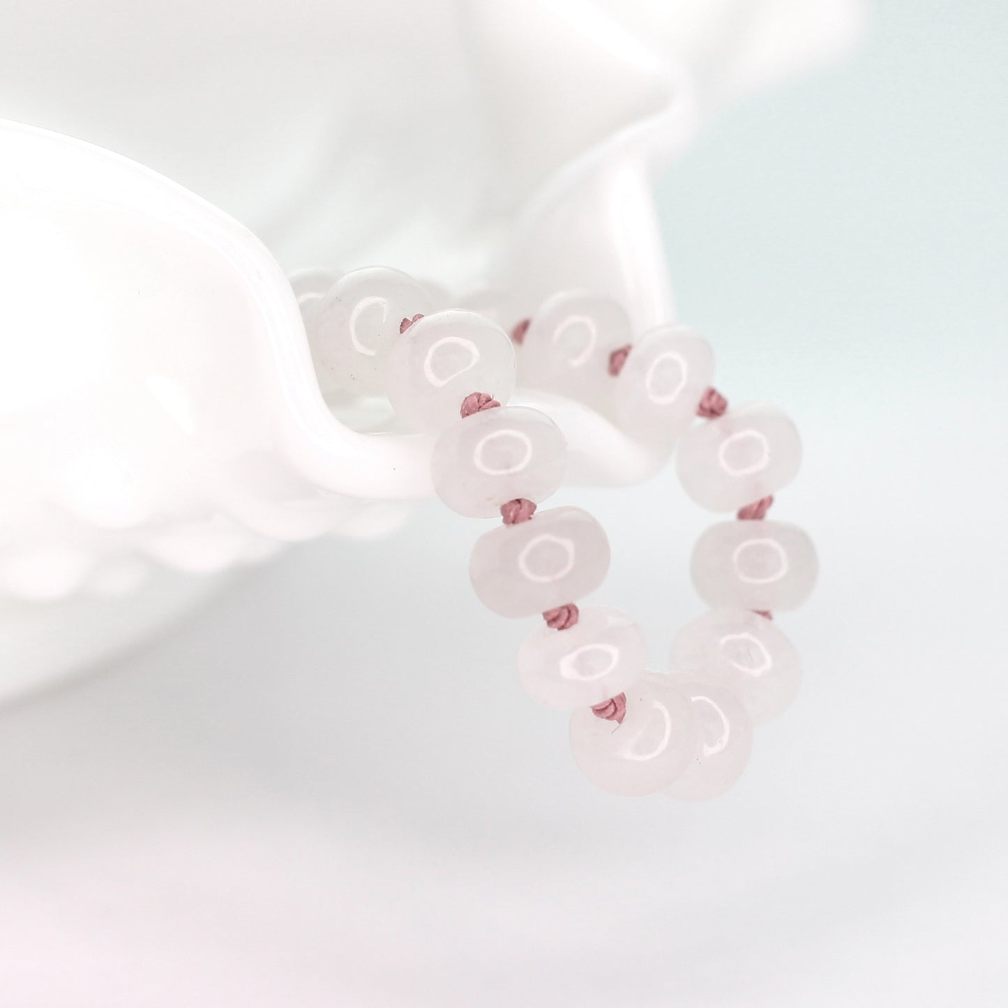 White Jade Necklace - Pink