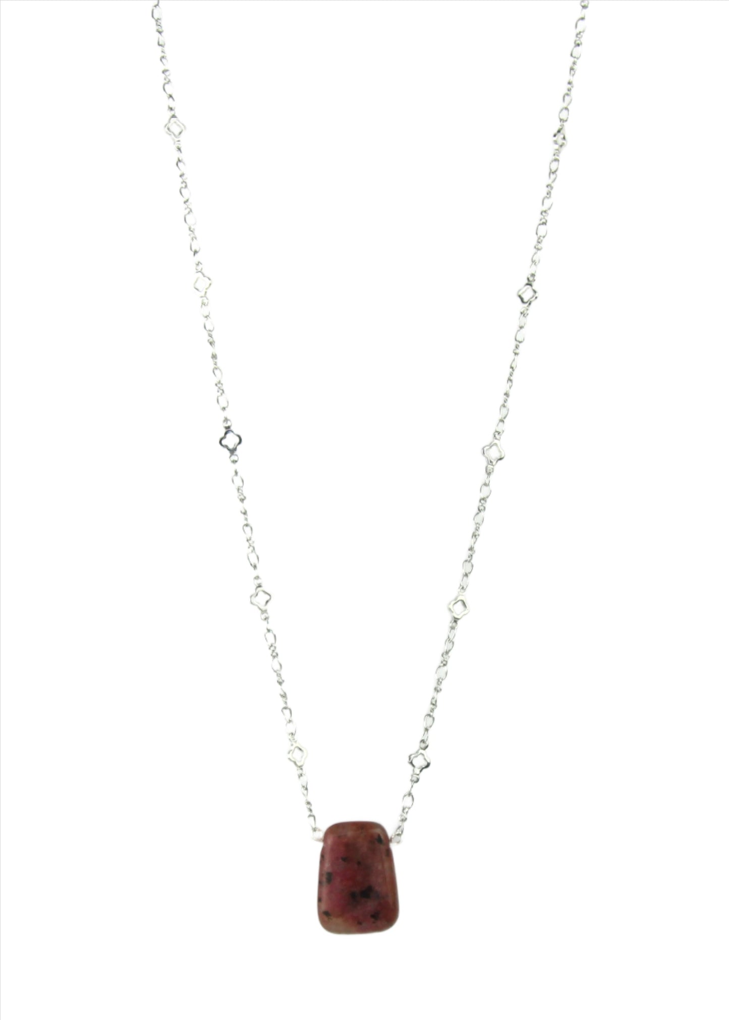 Ruby Kiwi Jasper White Gold Chain Necklace