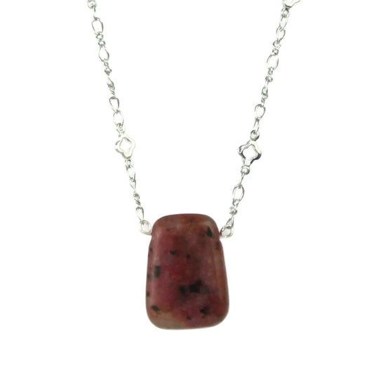 Ruby Kiwi Jasper White Gold Chain Necklace