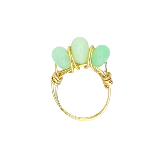 Green Opal Triple Stone Ring