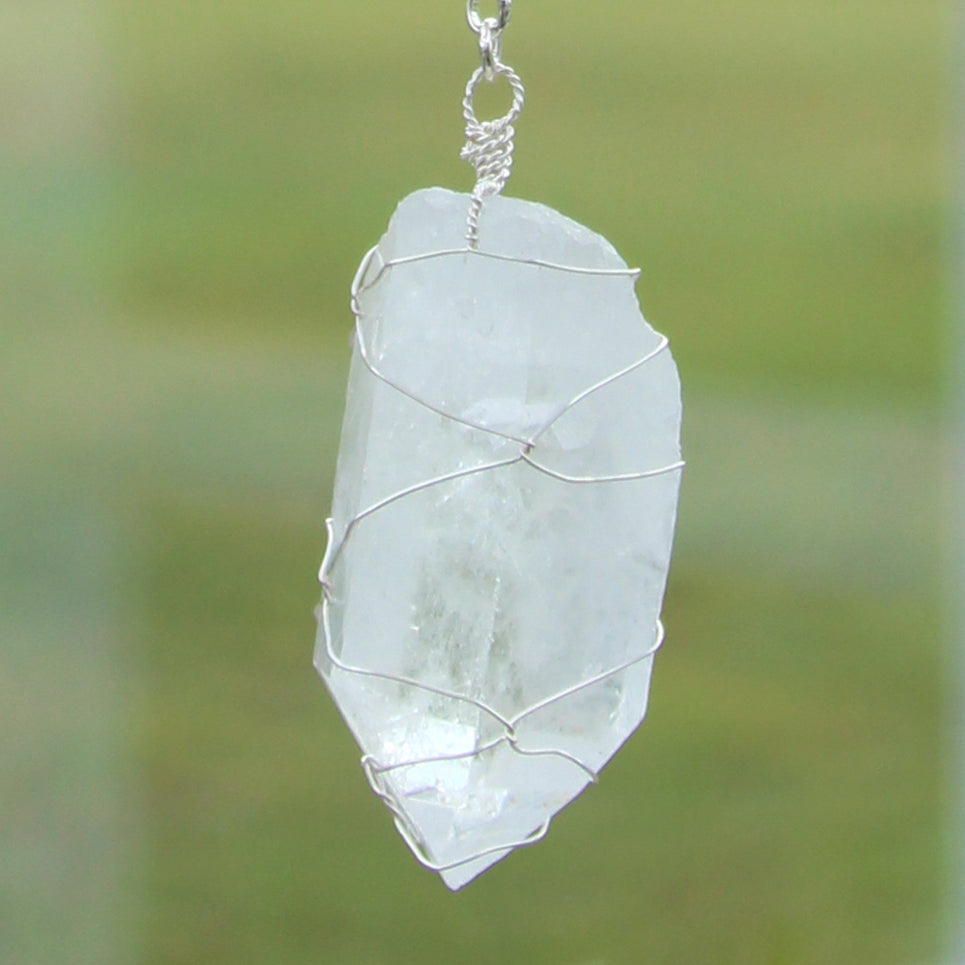Blue Quartz & Clear Quartz Suncatcher - Silver