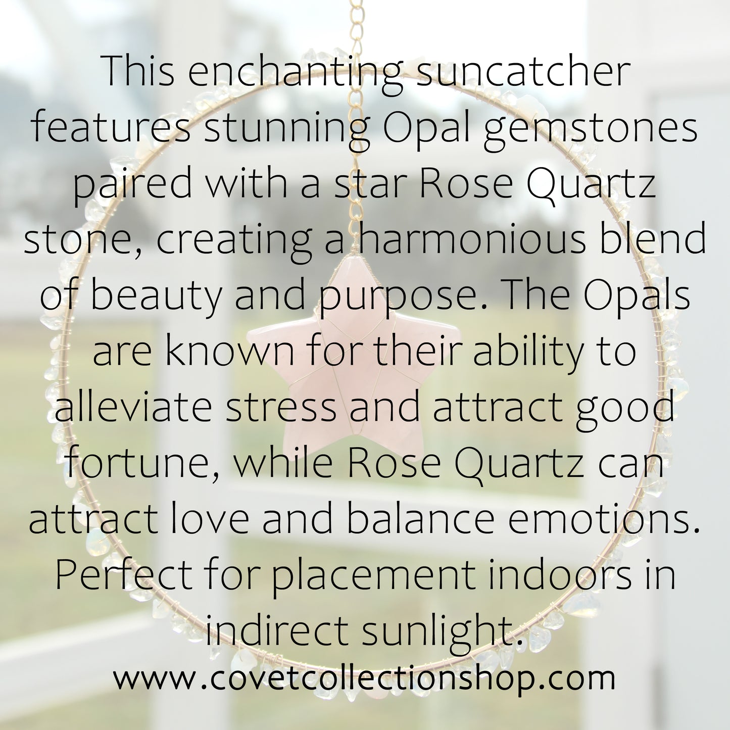 Opal & Rose Quartz Star Suncatcher - Gold