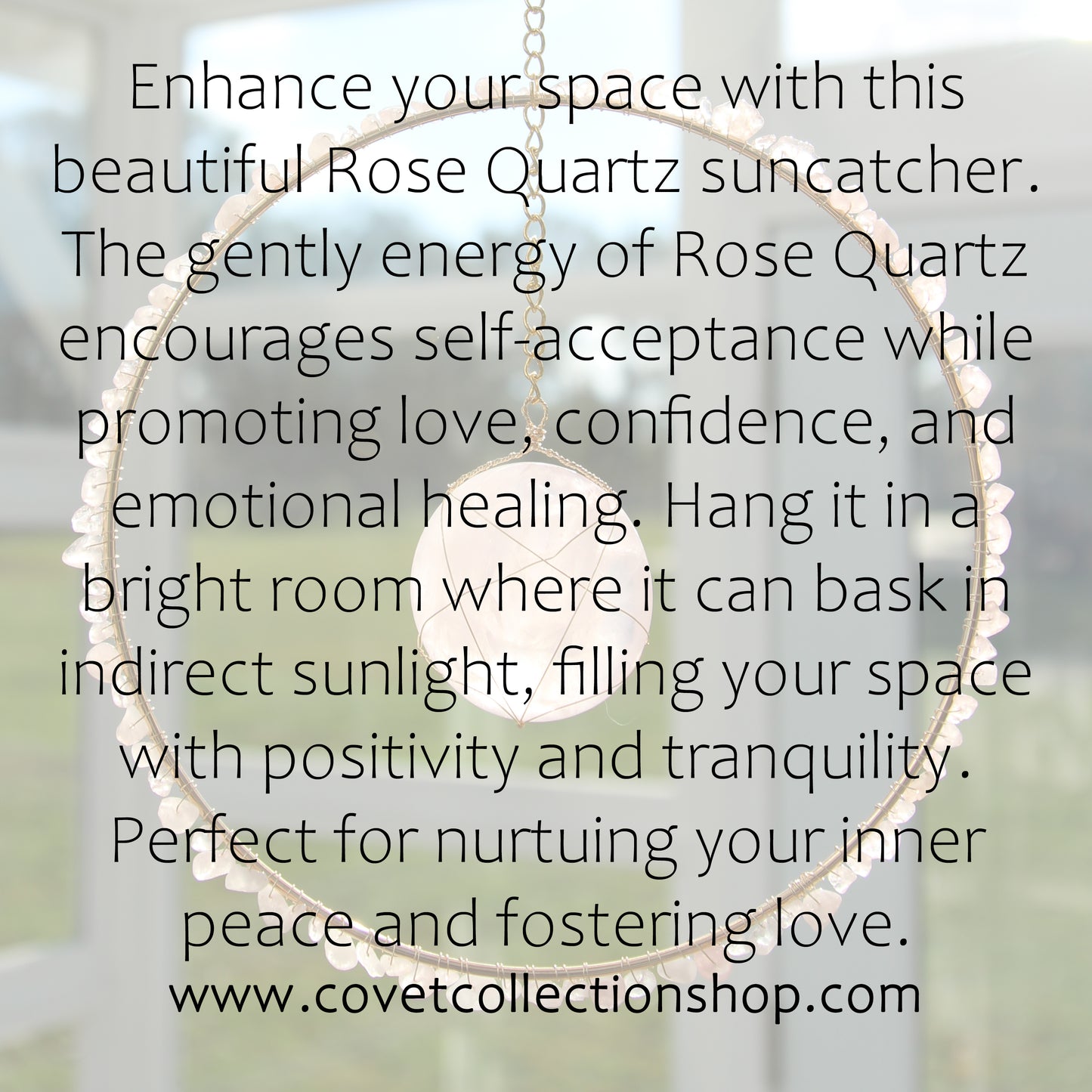 Rose Quartz Suncatcher - Gold