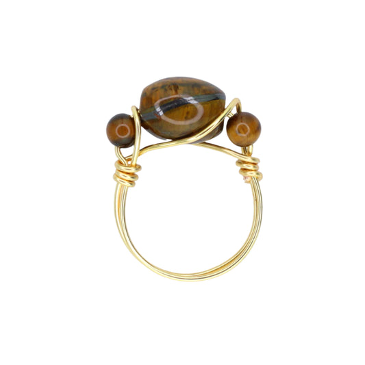 Tiger's Eye Triple Stone Ring