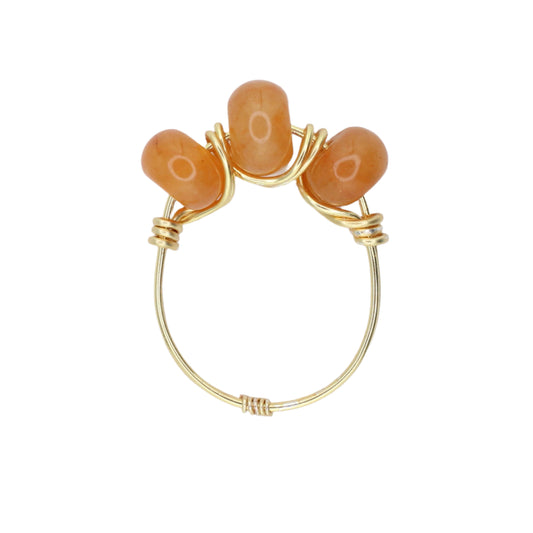 Orange Aventurine Triple Stone Ring