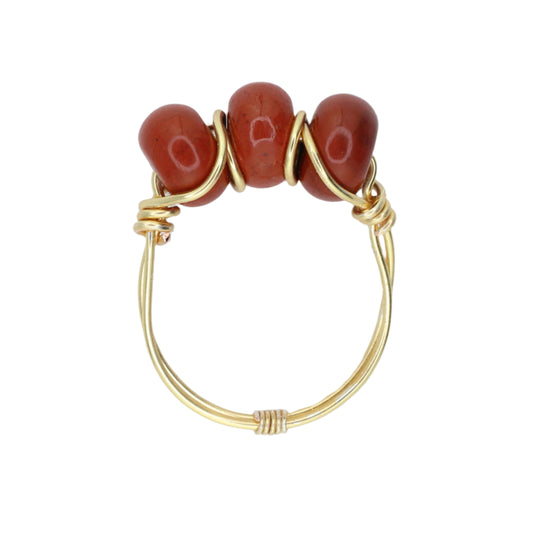 Red Jasper Triple Stone Ring