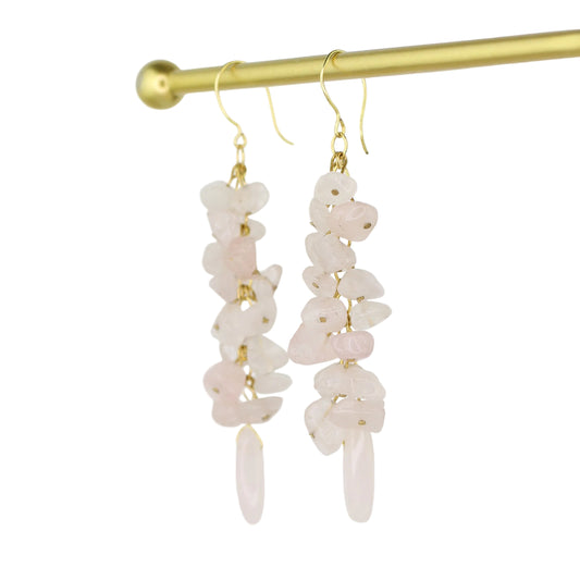 Rose Quartz Cluster Earrings