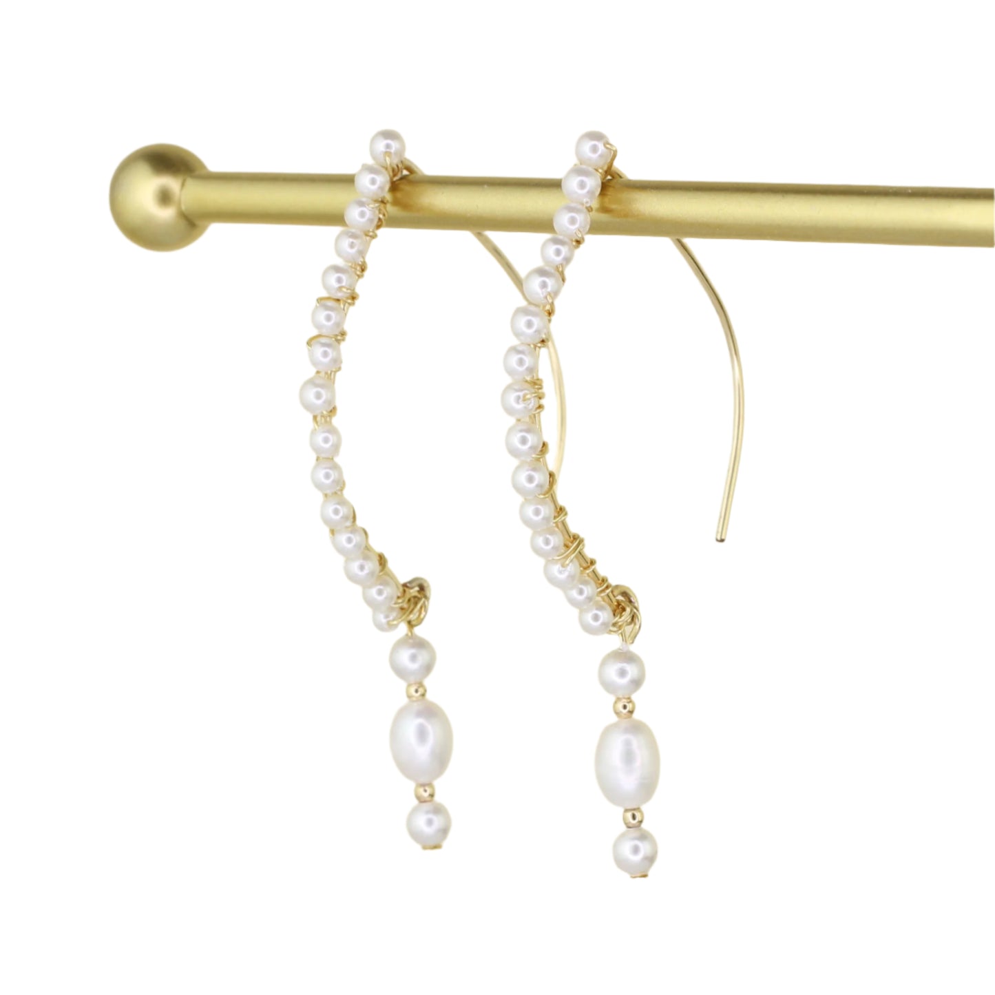 Freshwater Pearl Open Hoop Earrings