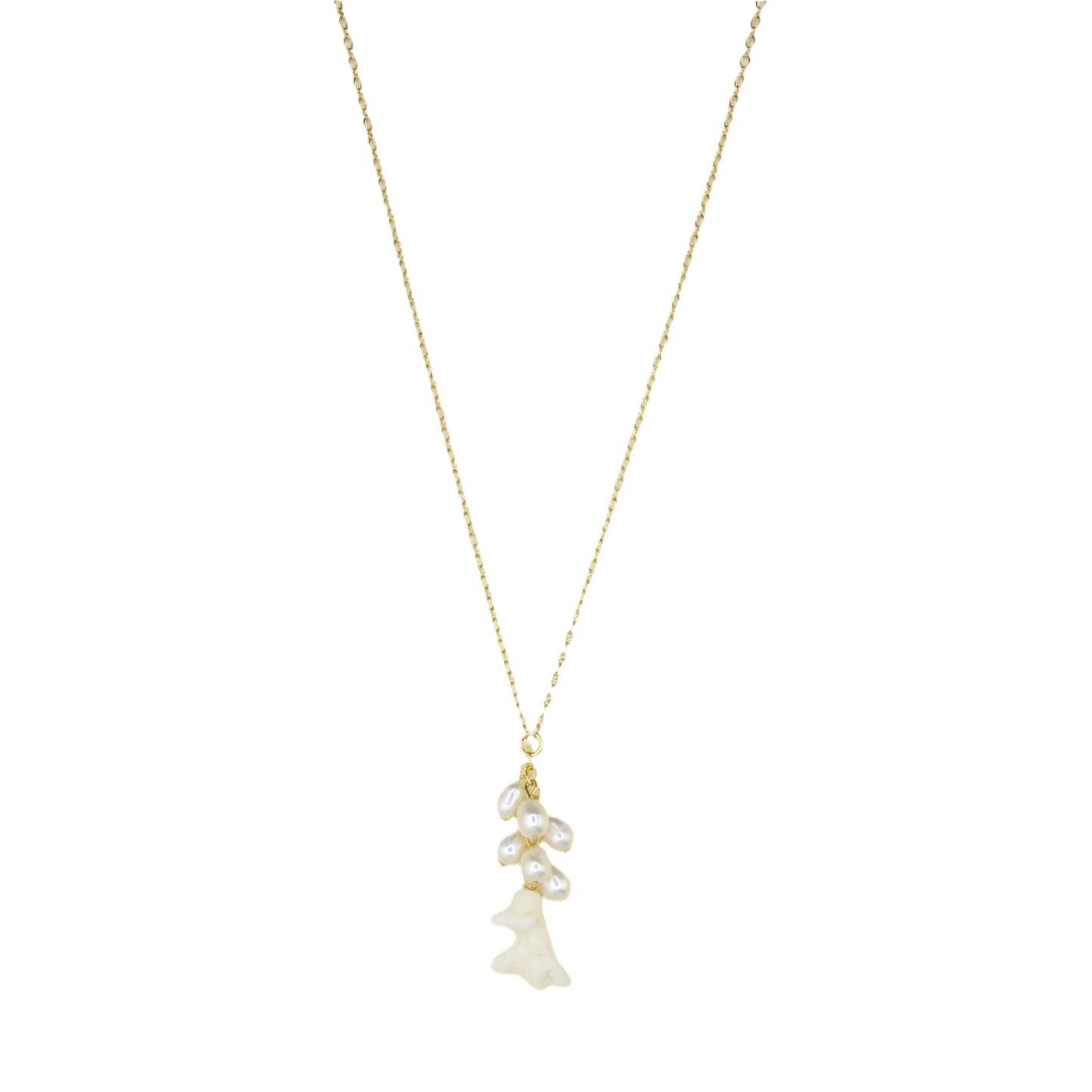 Natural Coral and Pearl Pendant Necklace