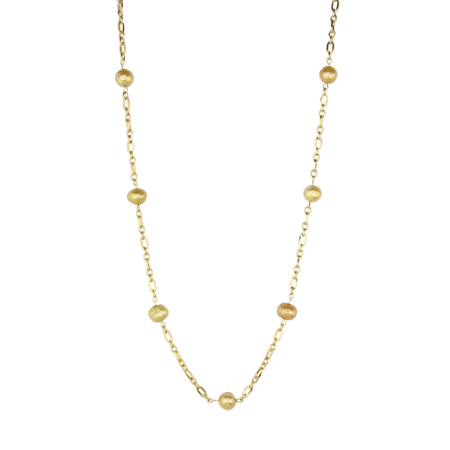 Golden Freshwater Pearl and Chain Necklace