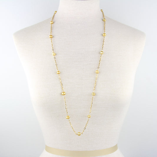 Golden Freshwater Pearl and Chain Necklace