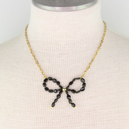 Black Tourmaline Bow Necklace