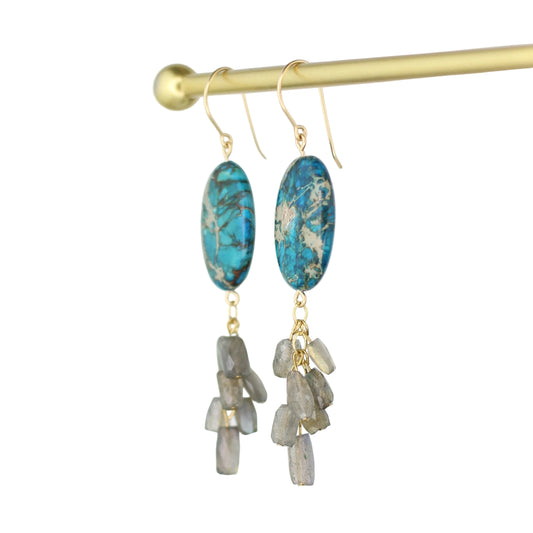 Blue Impression Jasper and Labradorite Earrings