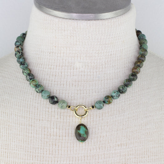 African Turquoise Pendant Necklace