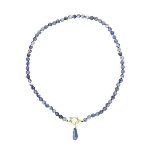 Sodalite Necklace with Apatite Pendant