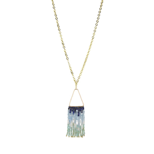 Lapis Lazuli, Aquamarine, Moonstone, and Kyanite Fringe Necklace