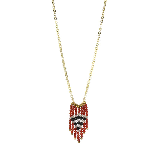 Carnelian, Labradorite, Onyx, and Pearl Fringe Necklace