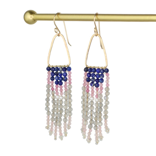 Lapis Lazuli and Labradorite Fringe Earrings