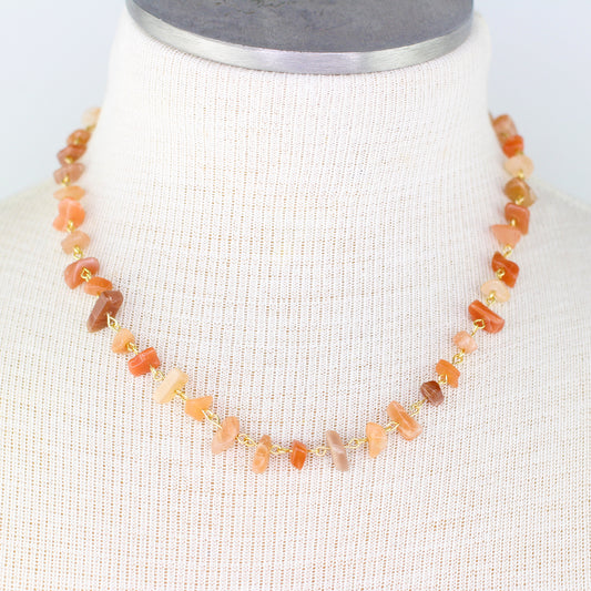 Peach Moonstone Chip Necklace