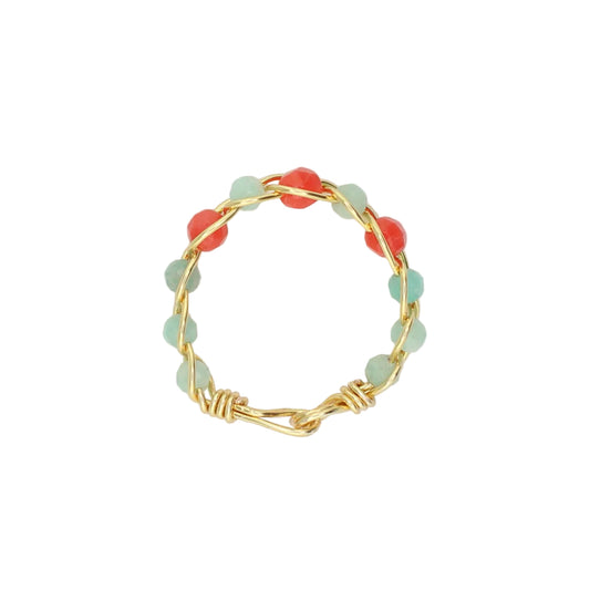 Amazonite and Coral Stacking Ring