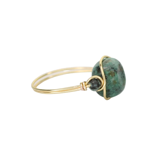 African Turquoise Triple Stone Ring