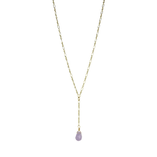 Lavender Quartz Teardrop on Chain Necklace