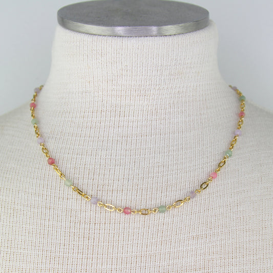 Amethyst, Agate, and Aventurine on Chain Necklace