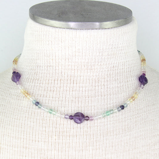 Fluorite and Amethyst Necklace