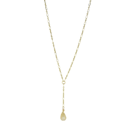Honey Quartz Teardrop on Chain Necklace