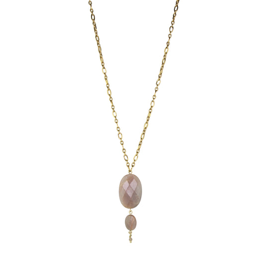 Moonstone on Chain Necklace - Triple Stone