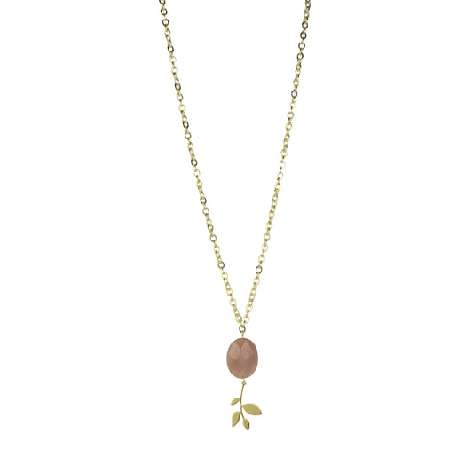 Moonstone on Chain Necklace - Polished Leaf
