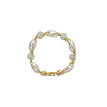 Shell Pearl and Blue Jade Stacker Ring