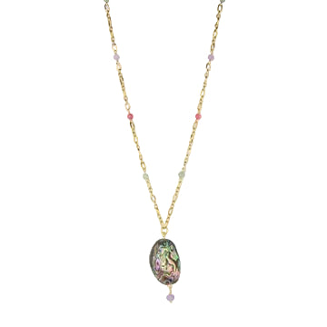 Abalone Shell Pendant on Chain Necklace