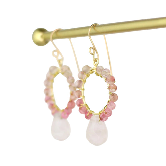 Pink Agate and Rose Quartz Earrings