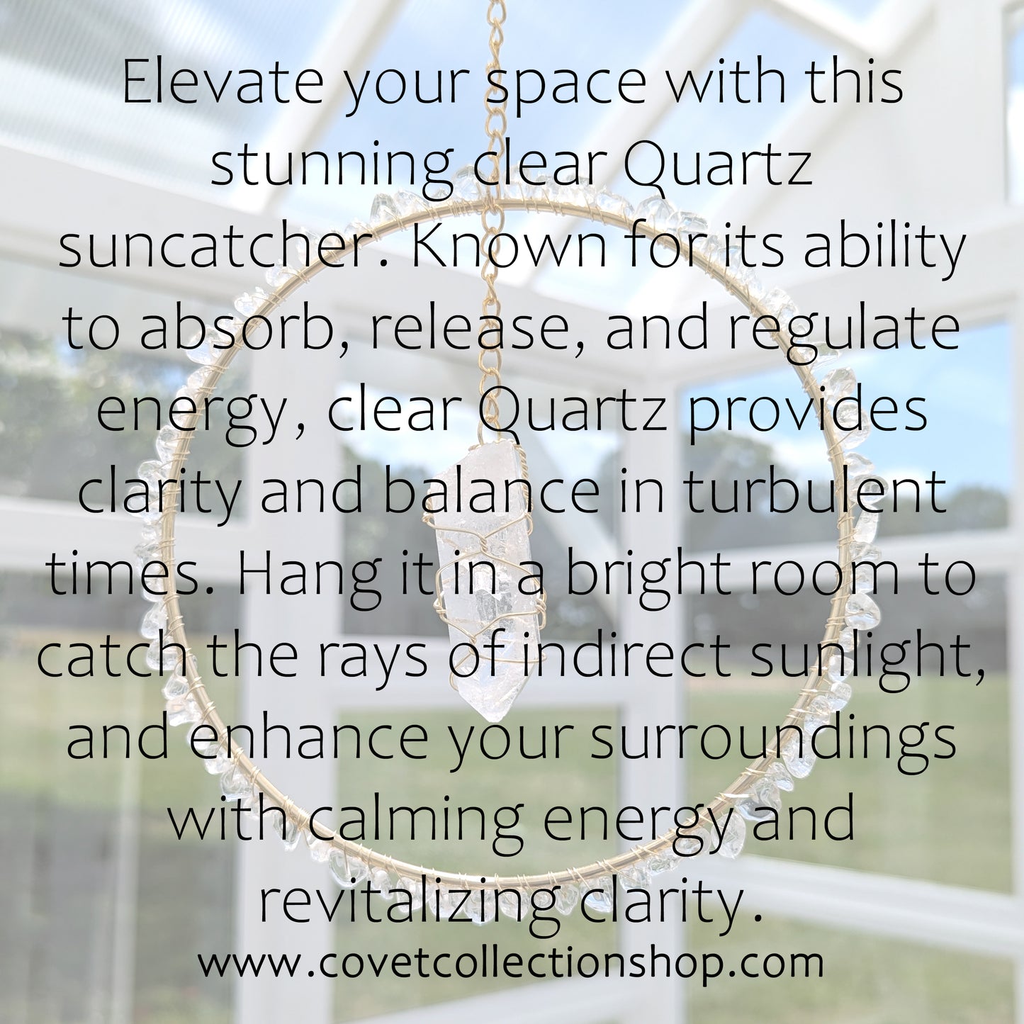 Clear Quartz Suncatcher - Gold