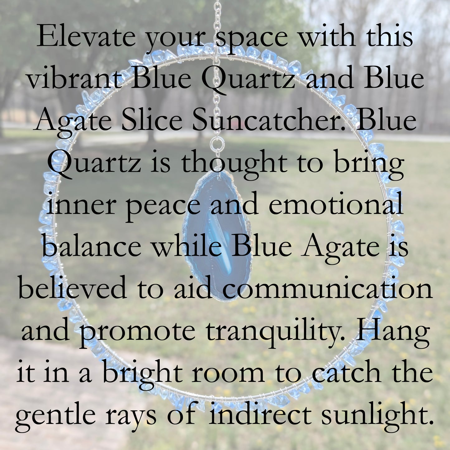 Blue Quartz & Blue Agate Slice Suncatcher - Silver