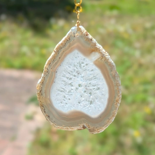 Opal & Ivory Agate Suncatcher - Gold