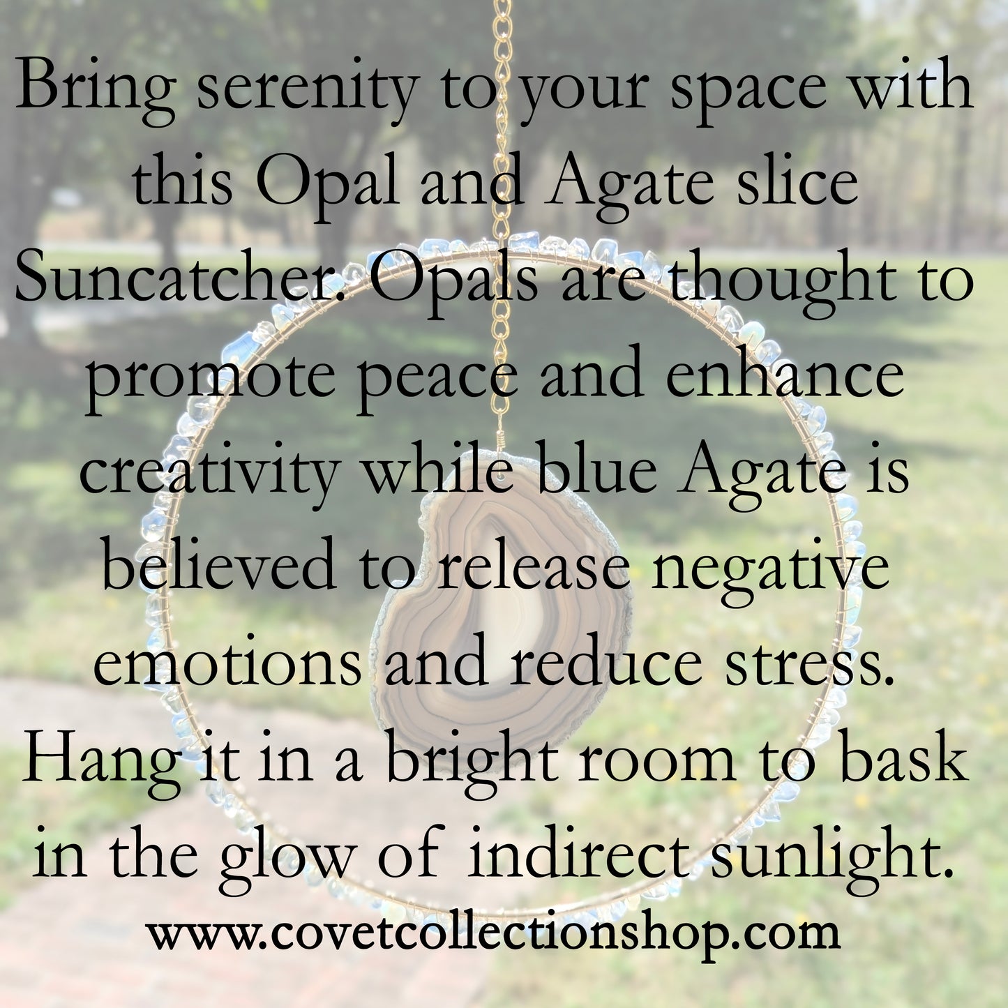 Opal & Blue Agate Suncatcher - Gold
