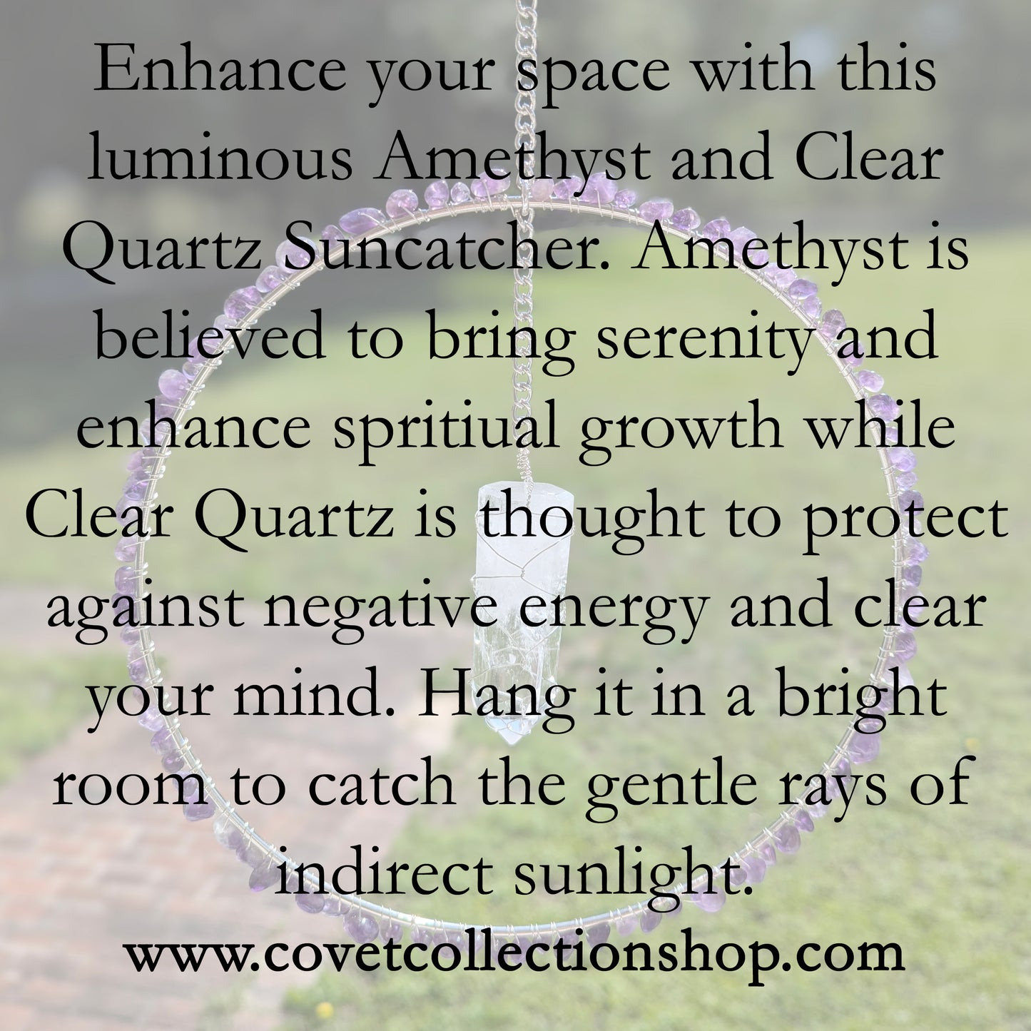 Amethyst and Clear Quartz Suncatcher - Silver