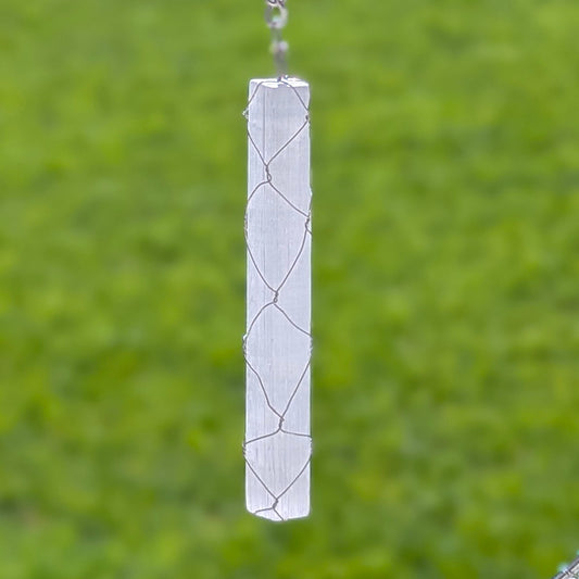 Rainbow Moonstone and Selenite Suncatcher - Silver