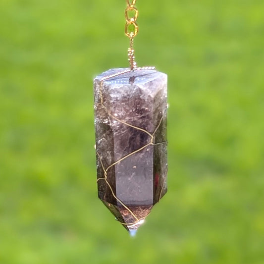 Smoky Quartz Suncatcher - Gold