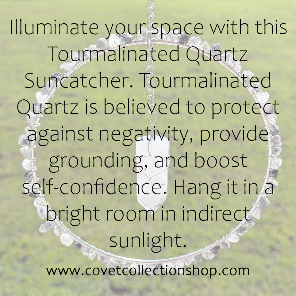 Tourmalinated Quartz Suncatcher - Silver