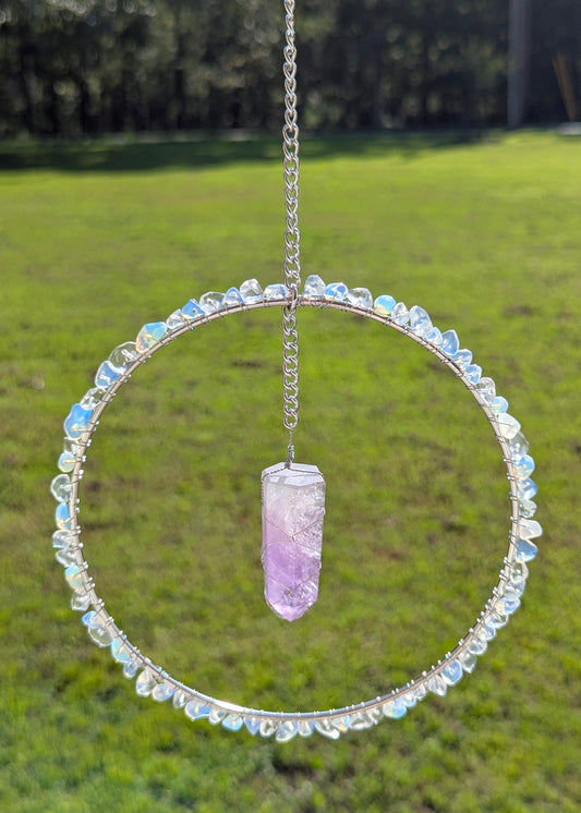 Opal and Amethyst Suncatcher - Silver