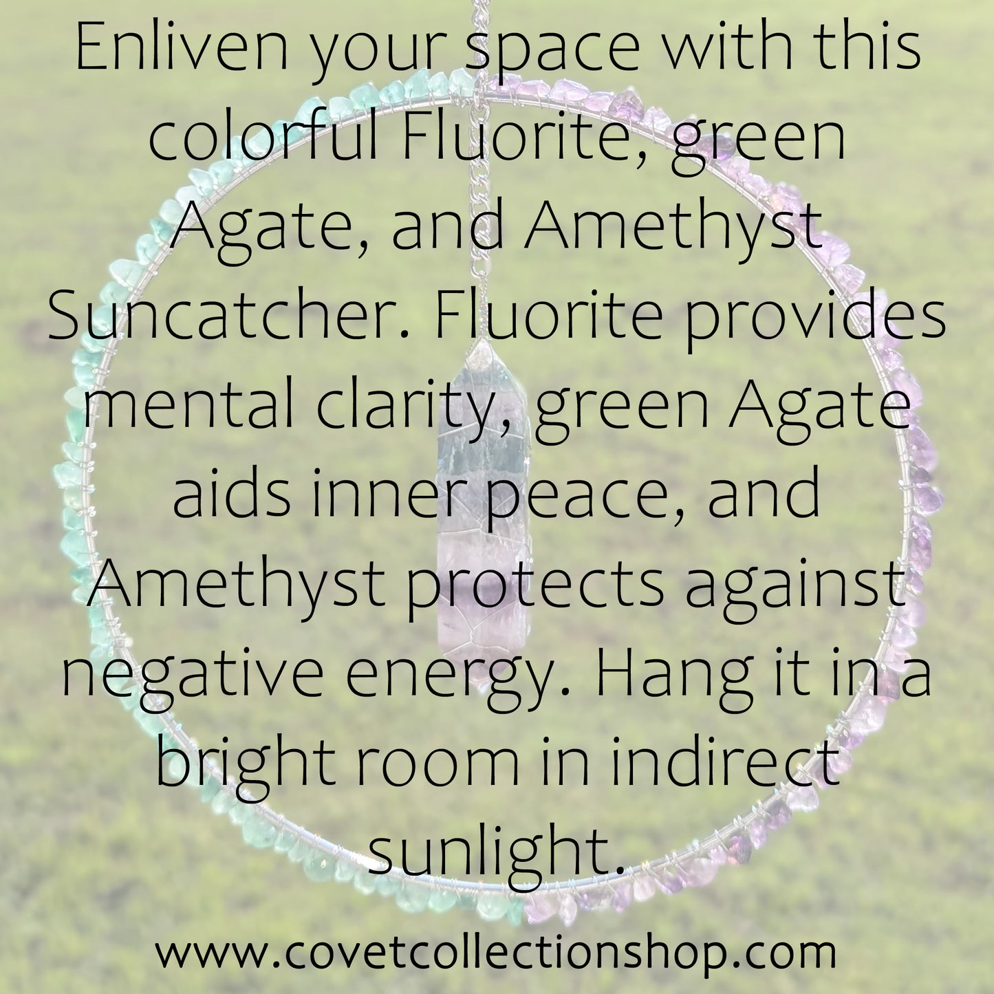 Fluorite, Amethyst, and Green Agate Suncatcher - Silver