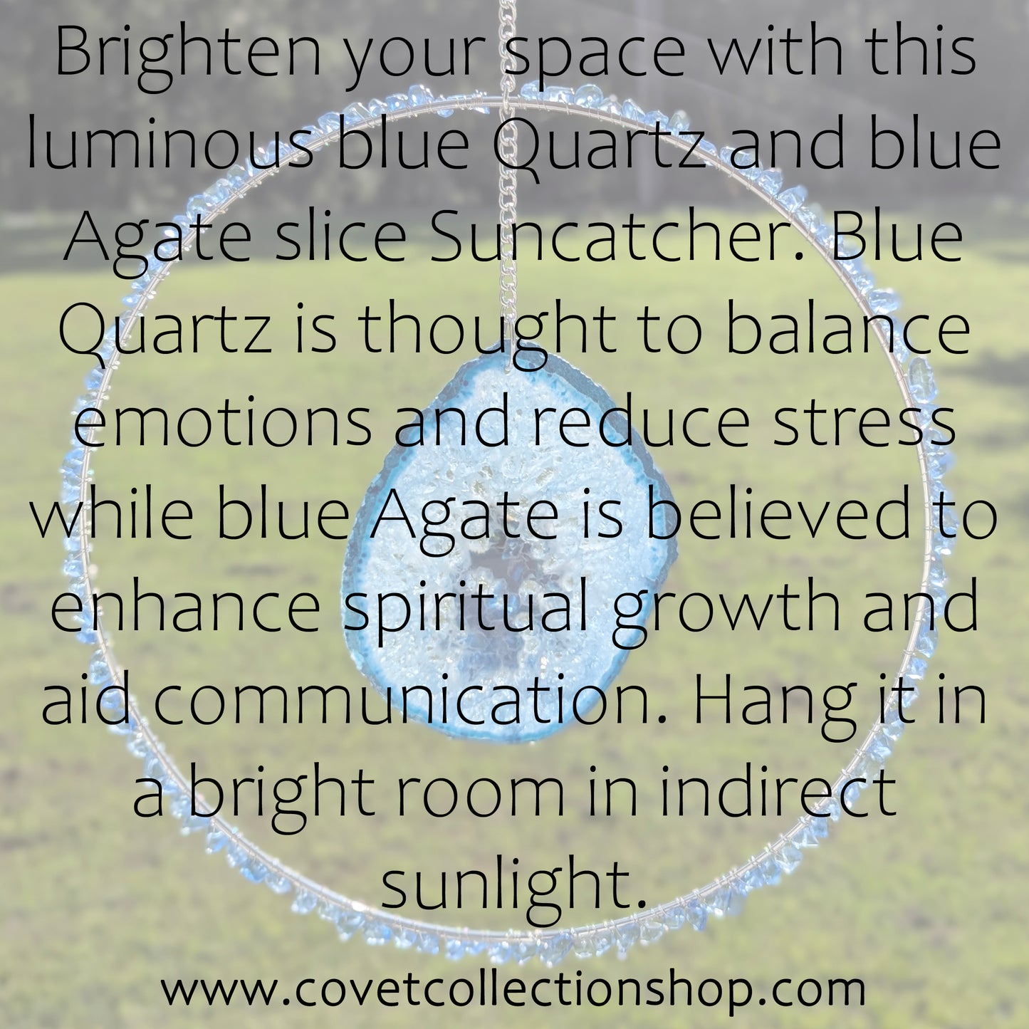 Blue Quartz and Blue Agate Slice Suncatcher - Silver