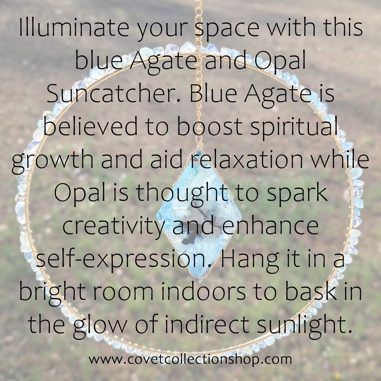 Opal and Blue Agate Slice Suncatcher - Gold